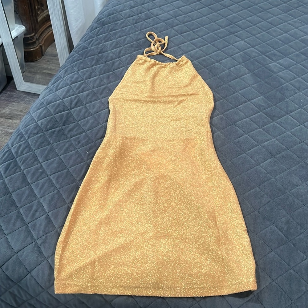 Gold halter dress